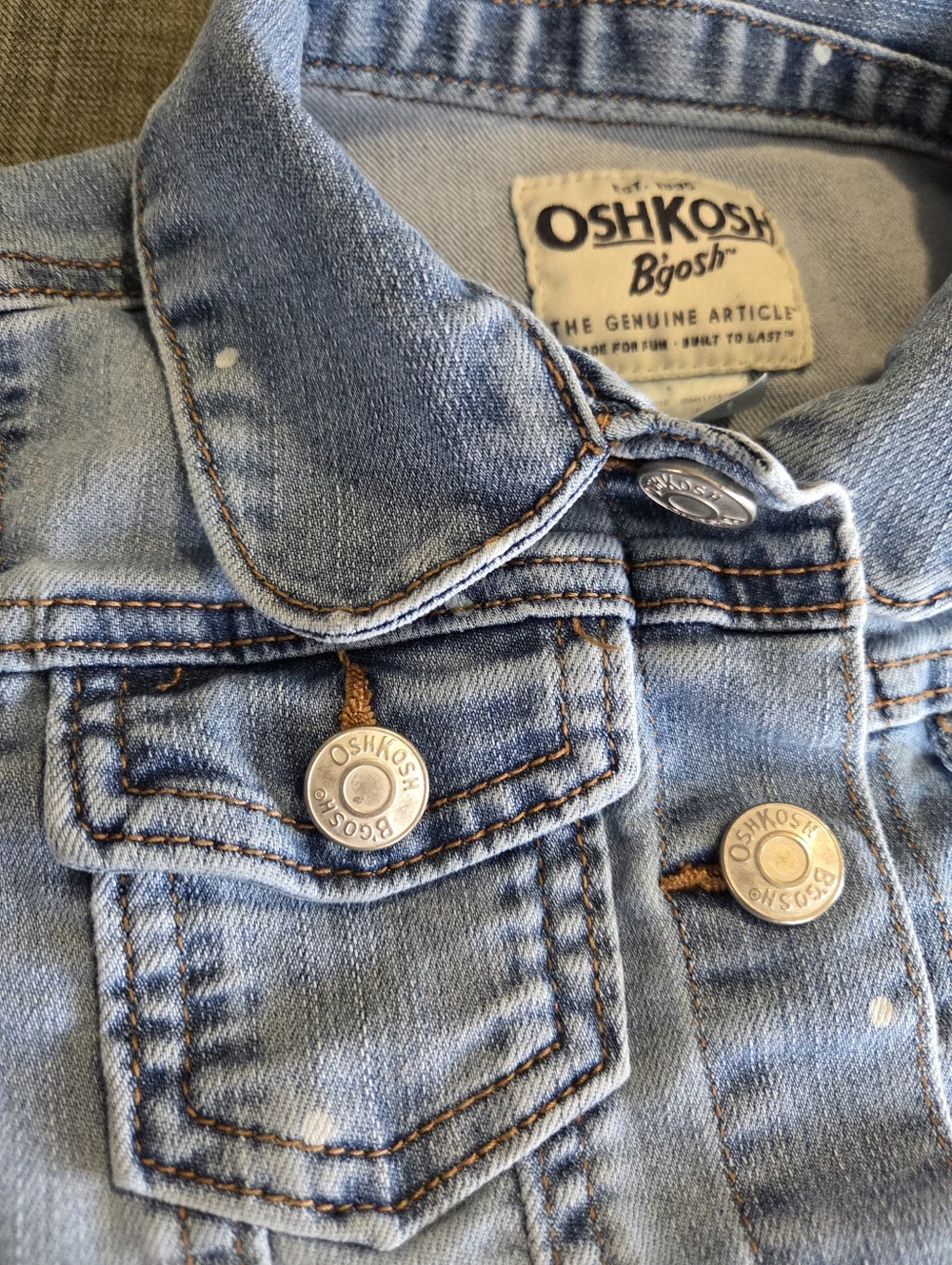 Oshkosh Jean Jacket With White Polka Dots Size 4T